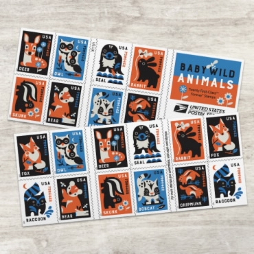 100 Baby Wild Animals Forever Stamps‎ 5 Sheets of 20 First Class USPS Weddings